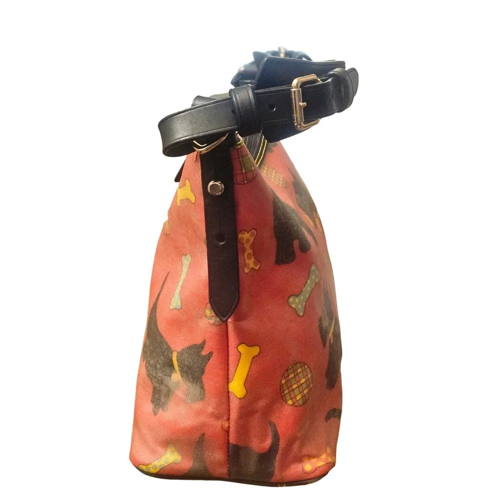 Dooney & Bourke Scottie Dog Print Red Coated Canvas Hobo‎ Shoulder Bag - Picture 4 of 11